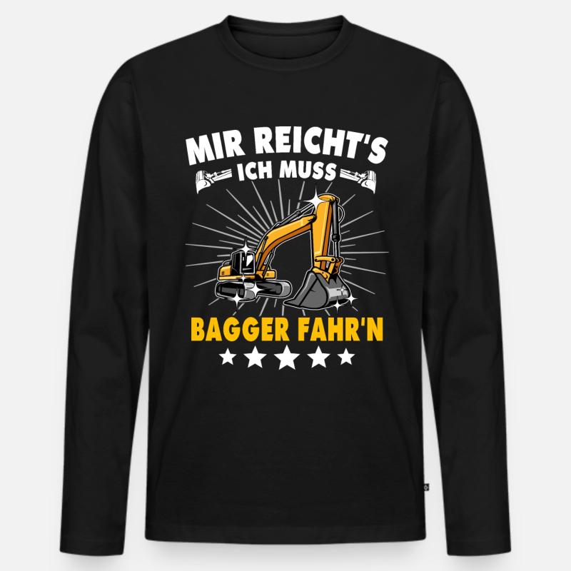Bagger Baggerfahrer - Männer Premium Bio Langarmshirt - Schwarz