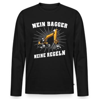 Bagger Baggerfahrer - Männer Premium Bio Langarmshirt - Schwarz - Vorne - Nico (187cm)