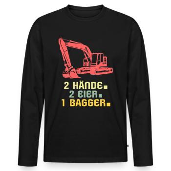Bagger Baggerfahrer - Männer Premium Bio Langarmshirt - Schwarz - Vorne - Nico (187cm)