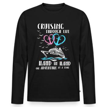 Partenaire de croisière - T-shirt manches longues Premium bio Homme - noir - Devant - Nico (187cm)