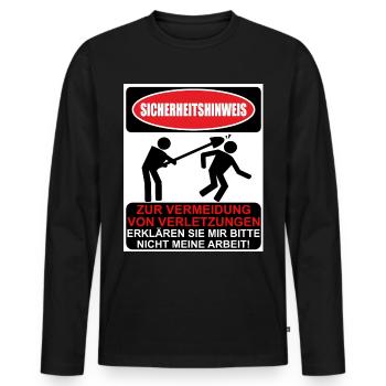 Conseils de sécurité pour éviter les blessures - T-shirt manches longues Premium bio Homme - noir - Devant - Nico (187cm)