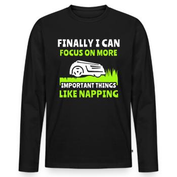 Tondeuse robot Robot tondeuse - T-shirt manches longues Premium bio Homme - noir - Devant - Nico (187cm)