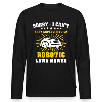 Tondeuse robot Robot tondeuse - T-shirt manches longues Premium bio Homme - noir - Devant - Nico (187cm)