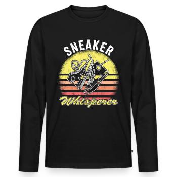 "Sneaker Whisperer" Sneaker -Sammler - Männer Premium Bio Langarmshirt - Schwarz - Vorne - Nico (187cm)