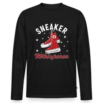 "Sneaker Whisperer" Sneakers - Männer Premium Bio Langarmshirt - Schwarz - Vorne - Nico (187cm)