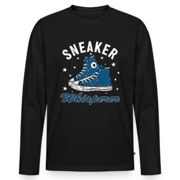 "Sneaker Whisperer" Schuhfan - Männer Premium Bio Langarmshirt - Schwarz - Vorne - Nico (187cm)