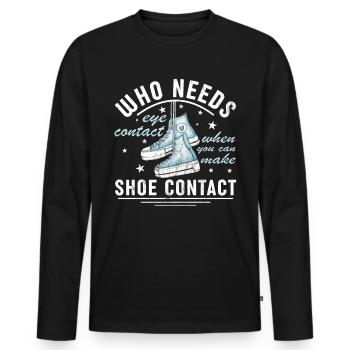 « Vous pouvez faire le contact de la chaussure » Drôle - T-shirt manches longues Premium bio Homme - noir - Devant - Nico (187cm)