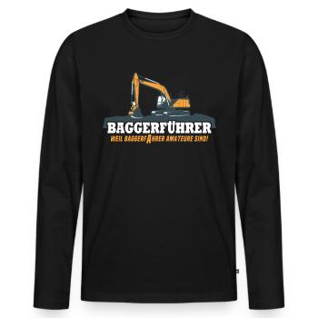 Baggerfahrer Bagger - Männer Premium Bio Langarmshirt - Schwarz - Vorne - Nico (187cm)