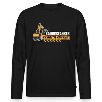 Baggerfahrer Bagger - Männer Premium Bio Langarmshirt - Schwarz - Vorne - Nico (187cm)