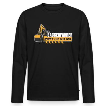 Baggerfahrer Bagger - Männer Premium Bio Langarmshirt - Schwarz - Vorne - Nico (187cm)