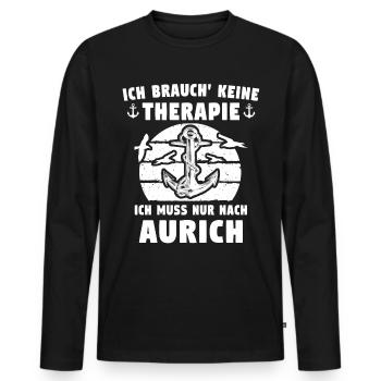 Aurich Sprüche Auricher - Männer Premium Bio Langarmshirt - Schwarz - Vorne - Nico (187cm)