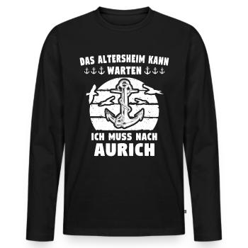 Aurich Sprüche Auricher Spruch - Männer Premium Bio Langarmshirt - Schwarz - Vorne - Nico (187cm)