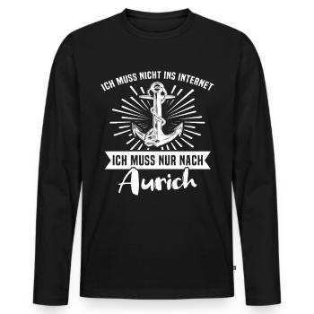 Aurich Auricher - Männer Premium Bio Langarmshirt - Schwarz - Vorne - Nico (187cm)