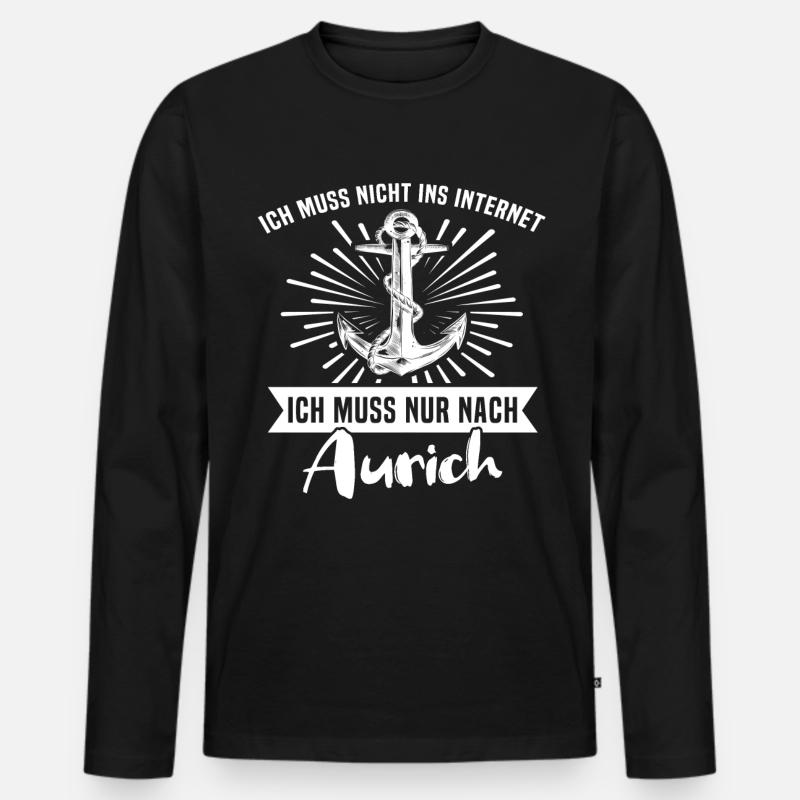 Aurich Auricher - Männer Premium Bio Langarmshirt - Schwarz