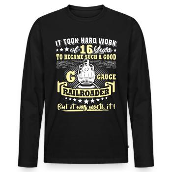 Gartenbahn 16. Geburtstag Garten Eisenbahn Spur G - Männer Premium Bio Langarmshirt - Schwarz - Vorne - Nico (187cm)