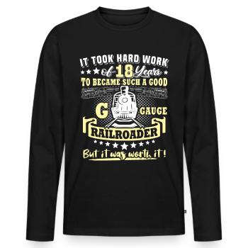 Gartenbahn 18. Geburtstag Garten Eisenbahn Spur G - Männer Premium Bio Langarmshirt - Schwarz - Vorne - Nico (187cm)