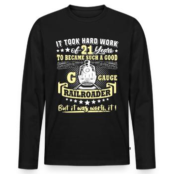 Gartenbahn 21. Geburtstag Garten Eisenbahn Spur G - Männer Premium Bio Langarmshirt - Schwarz - Vorne - Nico (187cm)