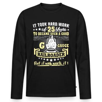 Garden Railway 25e anniversaire Garden Railway Gauge G - T-shirt manches longues Premium bio Homme - noir - Devant - Nico (187cm)