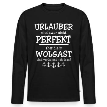 Wolgast Sprüche Wolgaster Spruch - Männer Premium Bio Langarmshirt - Schwarz - Vorne - Nico (187cm)