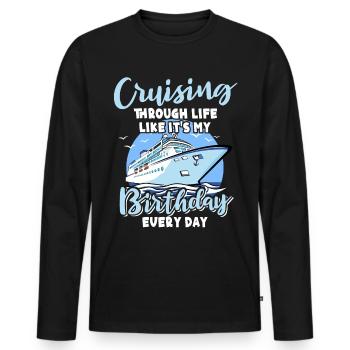 Cruise Birthday Birthday Cruise - Men's Premium Organic Long Sleeve Shirt - black - Front - Nico (187cm)