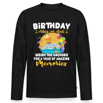 Croisière anniversaire Croisière d’anniversaire - T-shirt manches longues Premium bio Homme - noir - Devant - Nico (187cm)