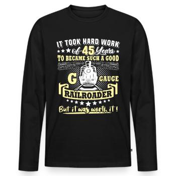 Garden Railway 45e anniversaire Garden Railway Gauge G - T-shirt manches longues Premium bio Homme - noir - Devant - Nico (187cm)