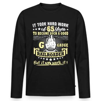 Gartenbahn 65. Geburtstag Garten Eisenbahn Spur G - Männer Premium Bio Langarmshirt - Schwarz - Vorne - Nico (187cm)