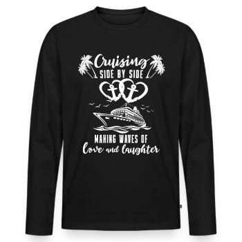 Croisière Bateau Couple Croisière - T-shirt manches longues Premium bio Homme - noir - Devant - Nico (187cm)