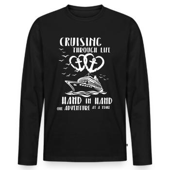 Croisière Bateau Couple Croisière - T-shirt manches longues Premium bio Homme - noir - Devant - Nico (187cm)