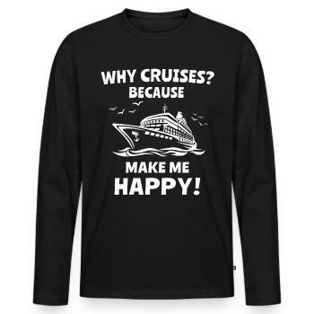 Croisière Voyage Bateau de croisière - T-shirt manches longues Premium bio Homme - noir - Devant - Nico (187cm)