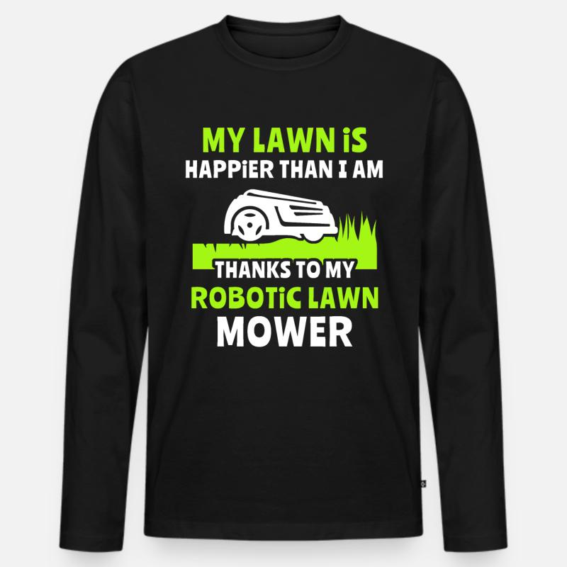 Mähroboter - Männer Premium Bio Langarmshirt - Schwarz