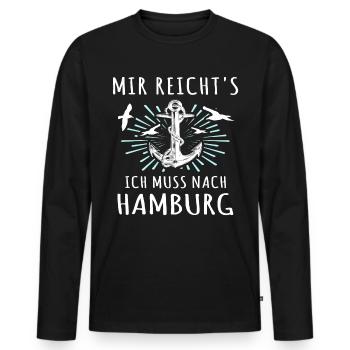 Hamburg - Männer Premium Bio Langarmshirt - Schwarz - Vorne - Nico (187cm)