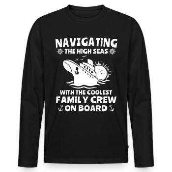 Famille Croisière - T-shirt manches longues Premium bio Homme - noir - Devant - Nico (187cm)