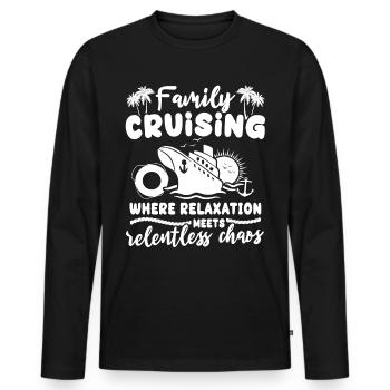 Famille Croisière - T-shirt manches longues Premium bio Homme - noir - Devant - Nico (187cm)