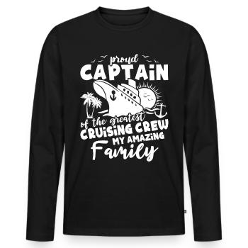 Famille Croisière - T-shirt manches longues Premium bio Homme - noir - Devant - Nico (187cm)