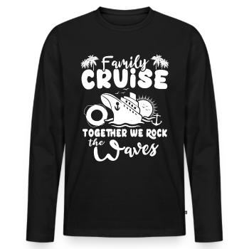 Famille Croisière - T-shirt manches longues Premium bio Homme - noir - Devant - Nico (187cm)