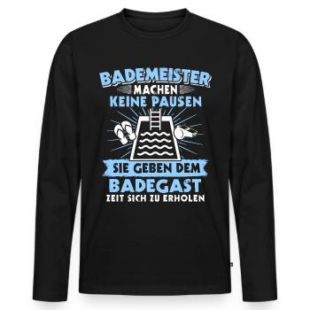 Schwimmmeister Bademeister - Männer Premium Bio Langarmshirt - Schwarz - Vorne - Nico (187cm)