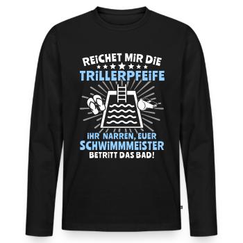 Schwimmmeister Bademeister - Männer Premium Bio Langarmshirt - Schwarz - Vorne - Nico (187cm)