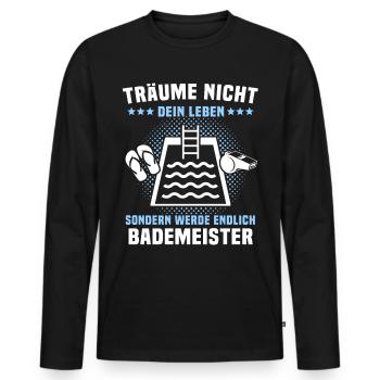 Schwimmmeister Bademeister - Männer Premium Bio Langarmshirt - Schwarz - Vorne - Nico (187cm)