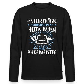 Schwimmmeister Bademeister - Männer Premium Bio Langarmshirt - Schwarz - Vorne - Nico (187cm)