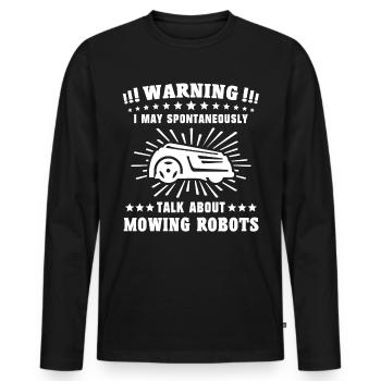 Tondeuse robot - T-shirt manches longues Premium bio Homme - noir - Devant - Nico (187cm)