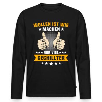 Machen Wollen - Männer Premium Bio Langarmshirt - Schwarz - Vorne - Nico (187cm)