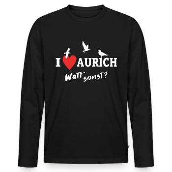 I Love Aurich Ich Liebe Aurich - Männer Premium Bio Langarmshirt - Schwarz - Vorne - Nico (187cm)