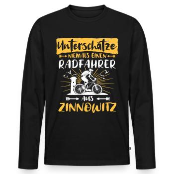 Zinnowitz Fahrradfahrer Zinnowitzer - Männer Premium Bio Langarmshirt - Schwarz - Vorne - Nico (187cm)