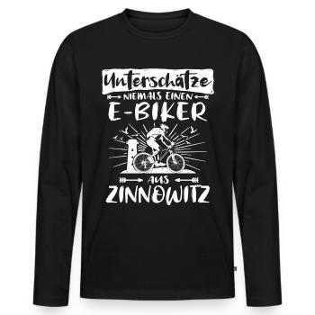 Zinnowitz Ebike Zinnowitzer Ebiker - Männer Premium Bio Langarmshirt - Schwarz - Vorne - Nico (187cm)