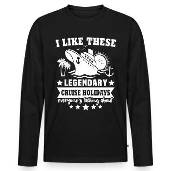 Vacances en croisière - T-shirt manches longues Premium bio Homme - noir - Devant - Nico (187cm)