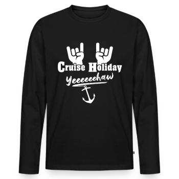 Vacances en croisière - T-shirt manches longues Premium bio Homme - noir - Devant - Nico (187cm)