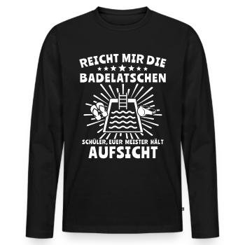 Bademeister - Männer Premium Bio Langarmshirt - Schwarz - Vorne - Nico (187cm)