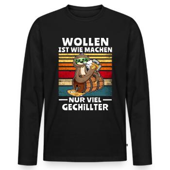 Wollen Machen Faultier - Männer Premium Bio Langarmshirt - Schwarz - Vorne - Nico (187cm)