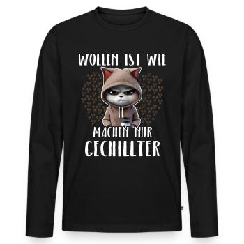 Wollen Machen Katze - Männer Premium Bio Langarmshirt - Schwarz - Vorne - Nico (187cm)